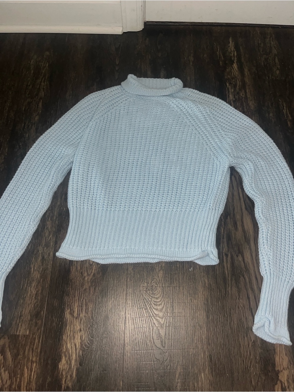 Harper Light Blue Knit Mock Neck Sweater